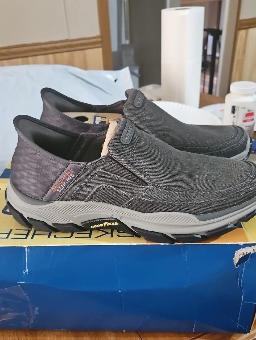 Skechers Men's Gray Slip-On Memory Foam Loafers